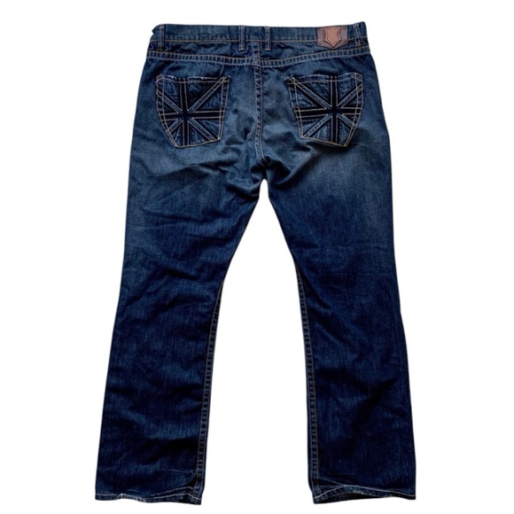 New Monarchy British Flags Embellished  Denim Jeans Men's Size 40 - Picture 1 of 12